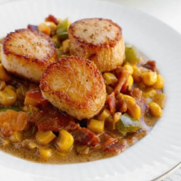 Nopi scallops corn merguez salsa