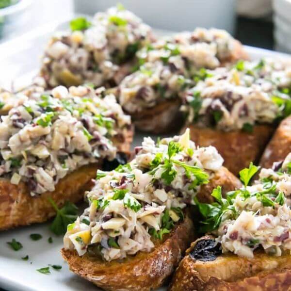 Olive and Artichoke Crostini