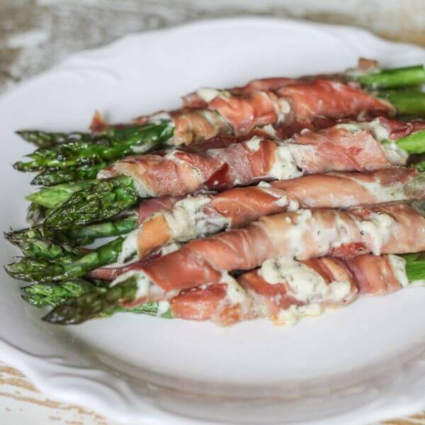 Prosciutto Wrapped Asparagus and Boursin Cheese